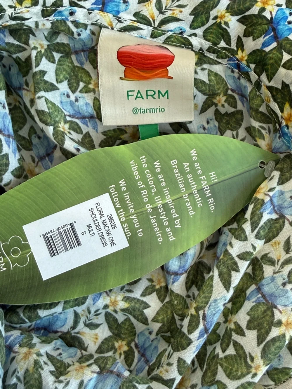 NWT Farm Rio Macaw  Floral One-Shoulder Dress size Small